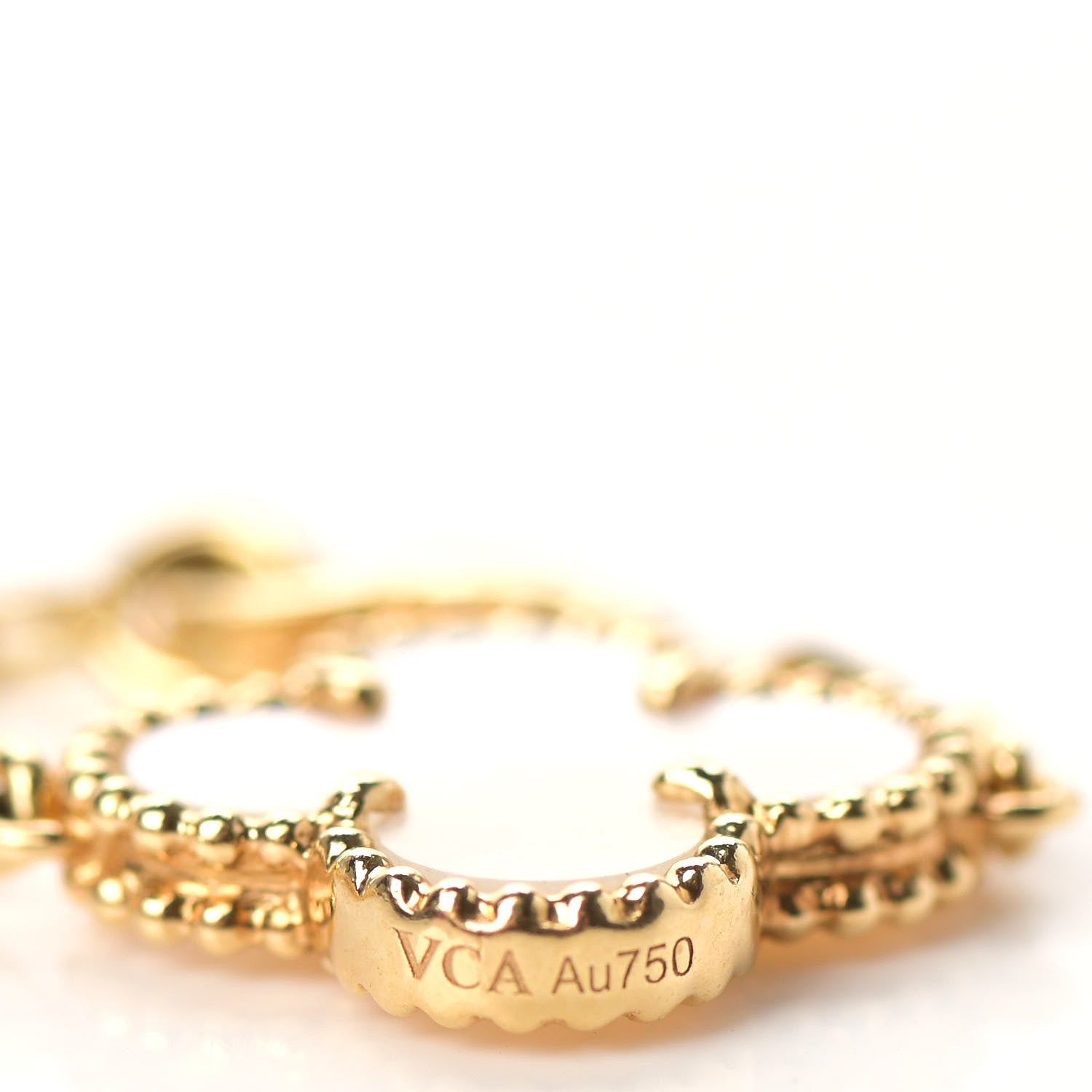 Van Cleef & Arpels 18K Yellow Gold Mother of Pearl 10 Motifs Vintage Alhambra Necklace 4 of 5