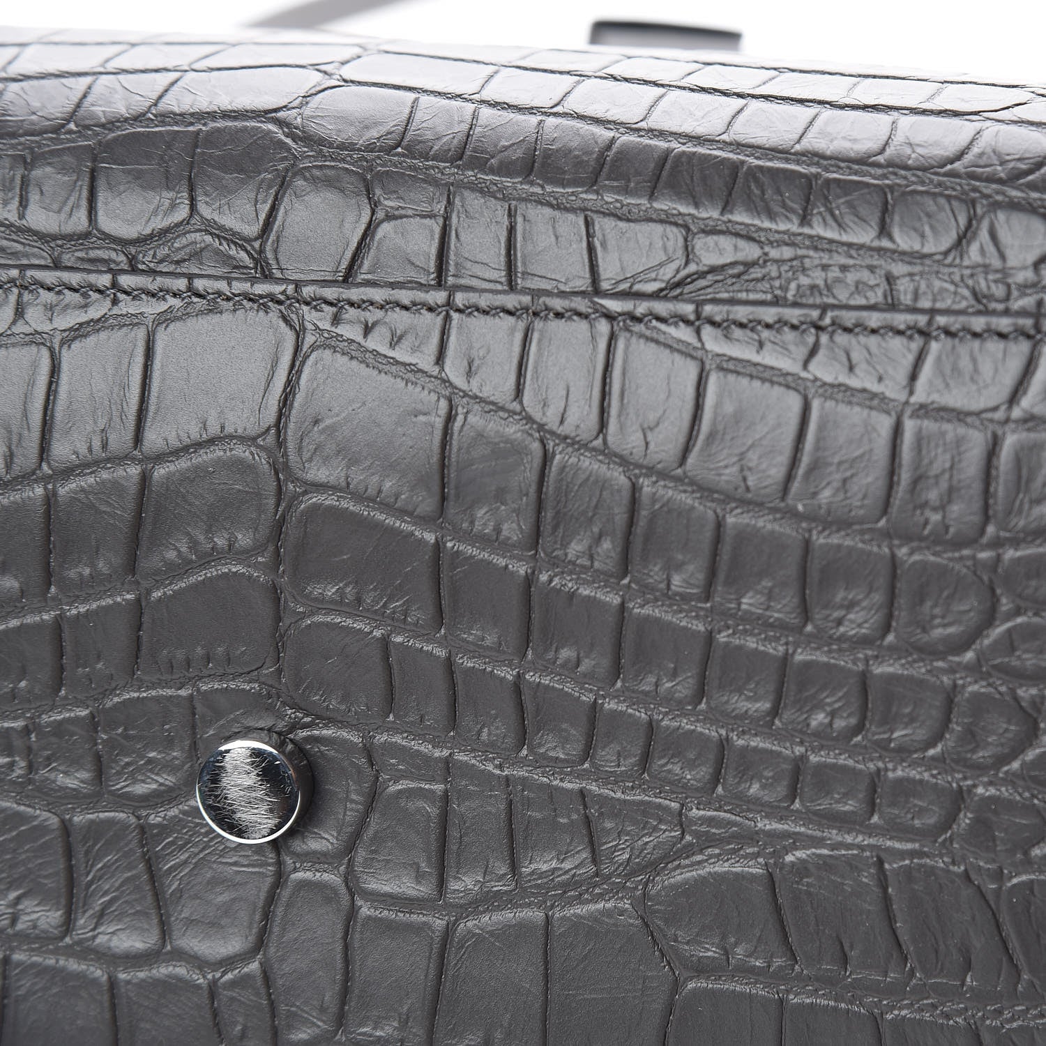 Saint Laurent Calfskin Crocodile Embossed Small Sac De Jour Graphite 10 of 10