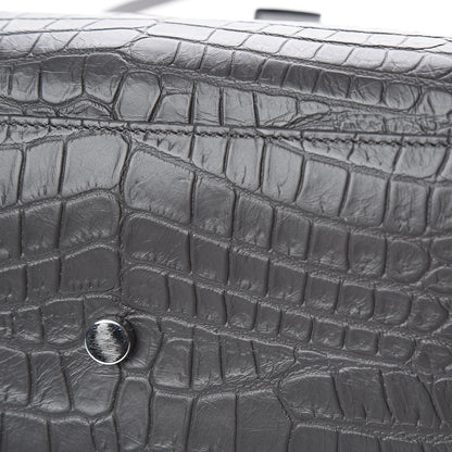 Saint Laurent Calfskin Crocodile Embossed Small Sac De Jour Graphite 10 of 10