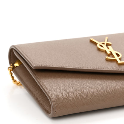 Saint Laurent Grain De Poudre Monogram Uptown Chain Wallet Taupe 10 of 13