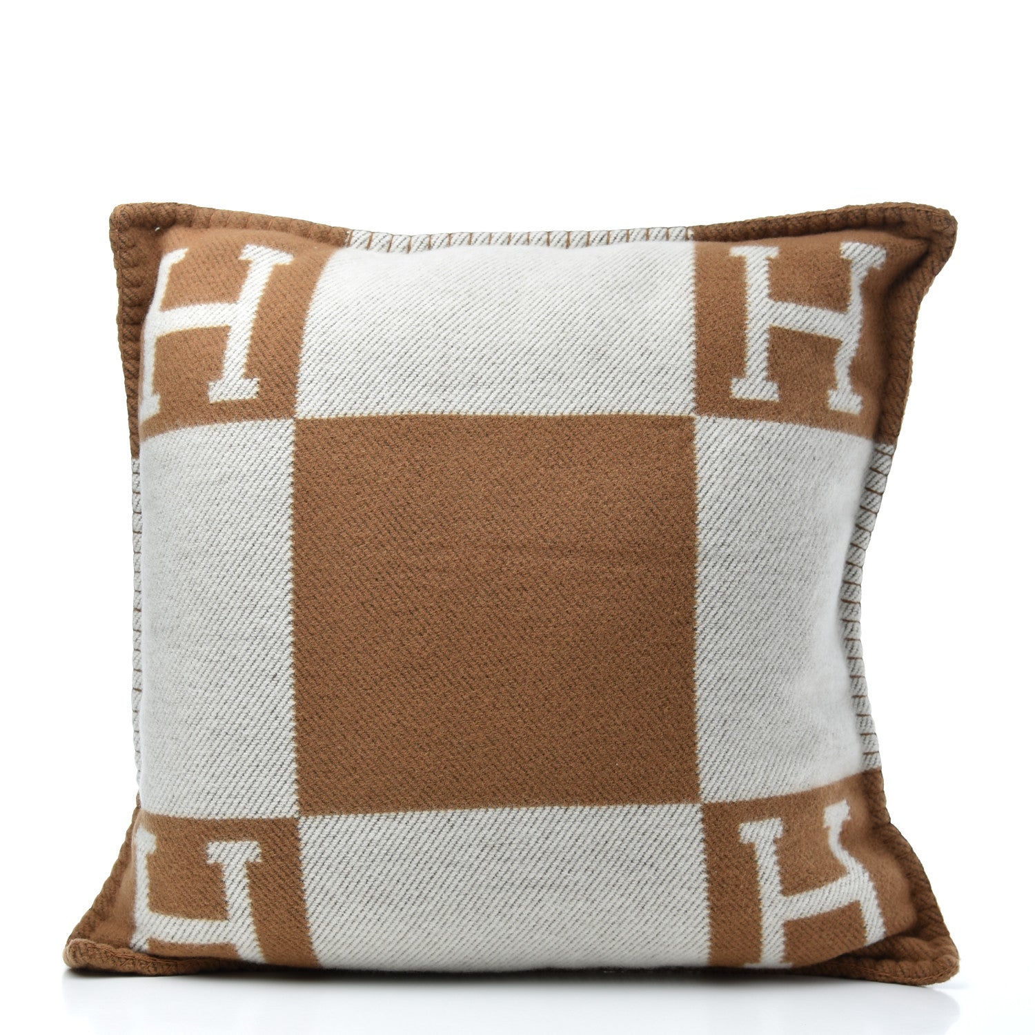 Hermes Wool Cashmere Avalon Pillow PM Ecru Camel 1 of 3
