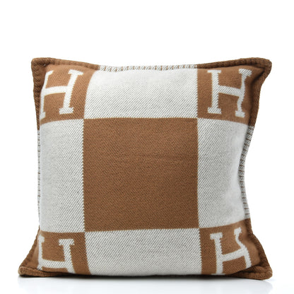 Hermes Wool Cashmere Avalon Pillow PM Ecru Camel 1 of 3