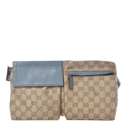 Gucci GG Monogram Web Double Pocket Belt Bag Blue 1 of 13