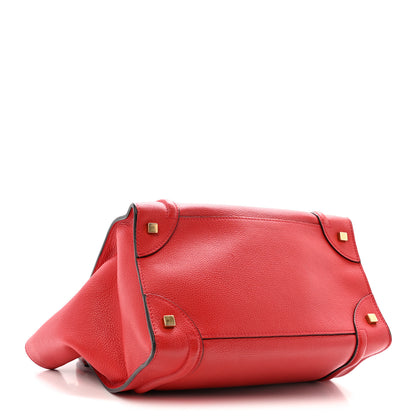 Celine Drummed Calfskin Mini Luggage Coquelicot 4 of 12