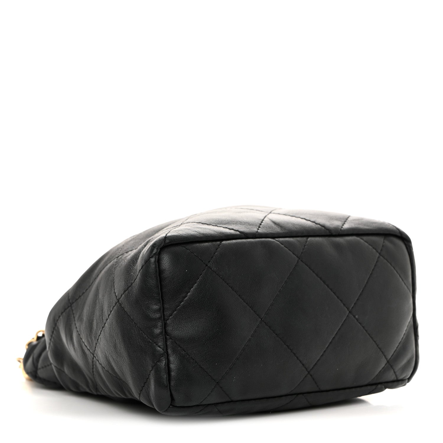 Chanel Lambskin Resin Quilted Small Bucket Bag Black 4 of 10