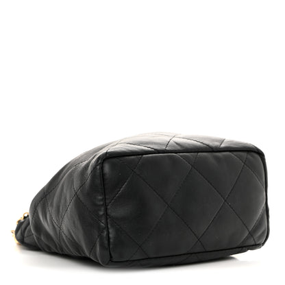 Chanel Lambskin Resin Quilted Small Bucket Bag Black 4 of 10
