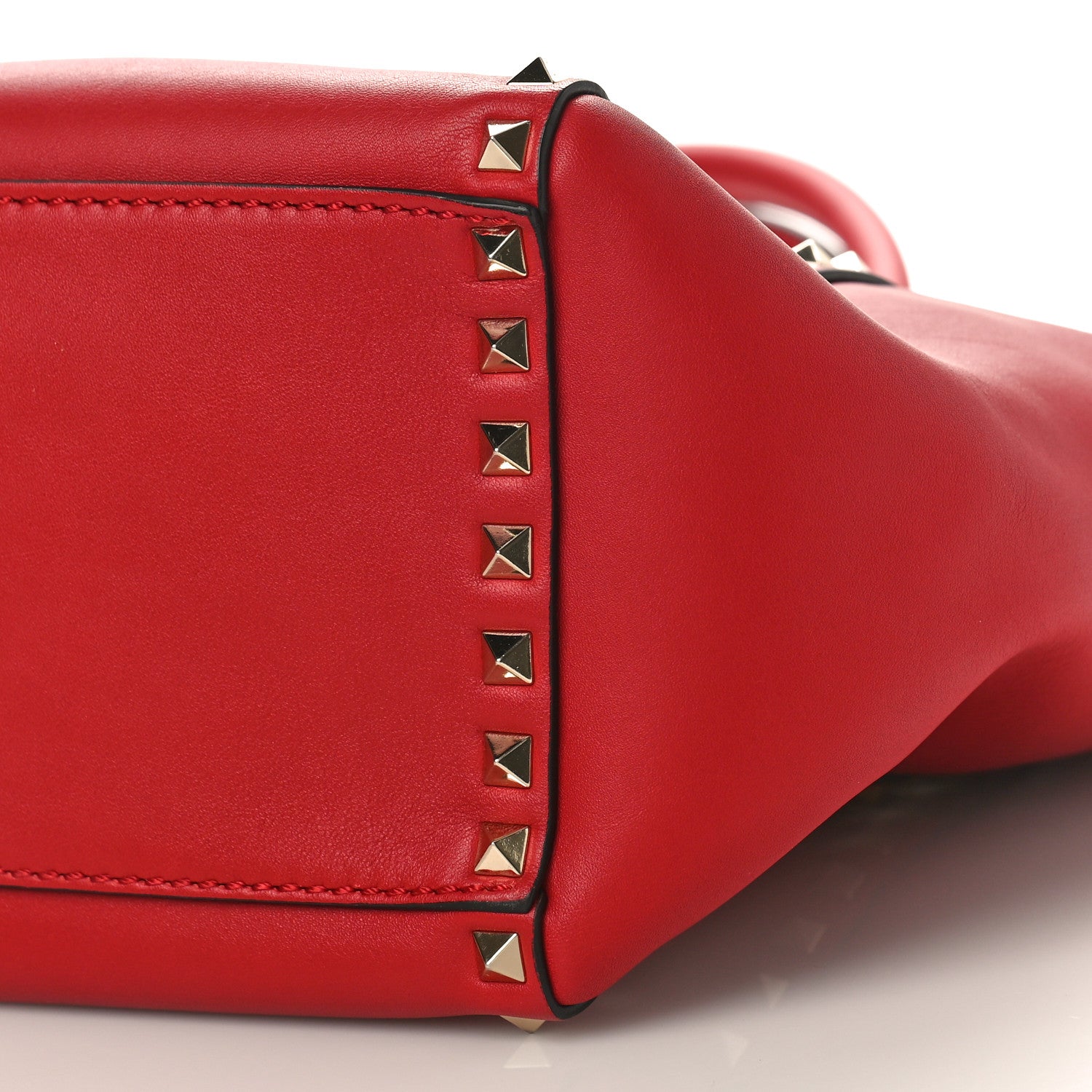 Valentino Garavani Vitello Rockstud Double Handle Tote Red 8 of 8