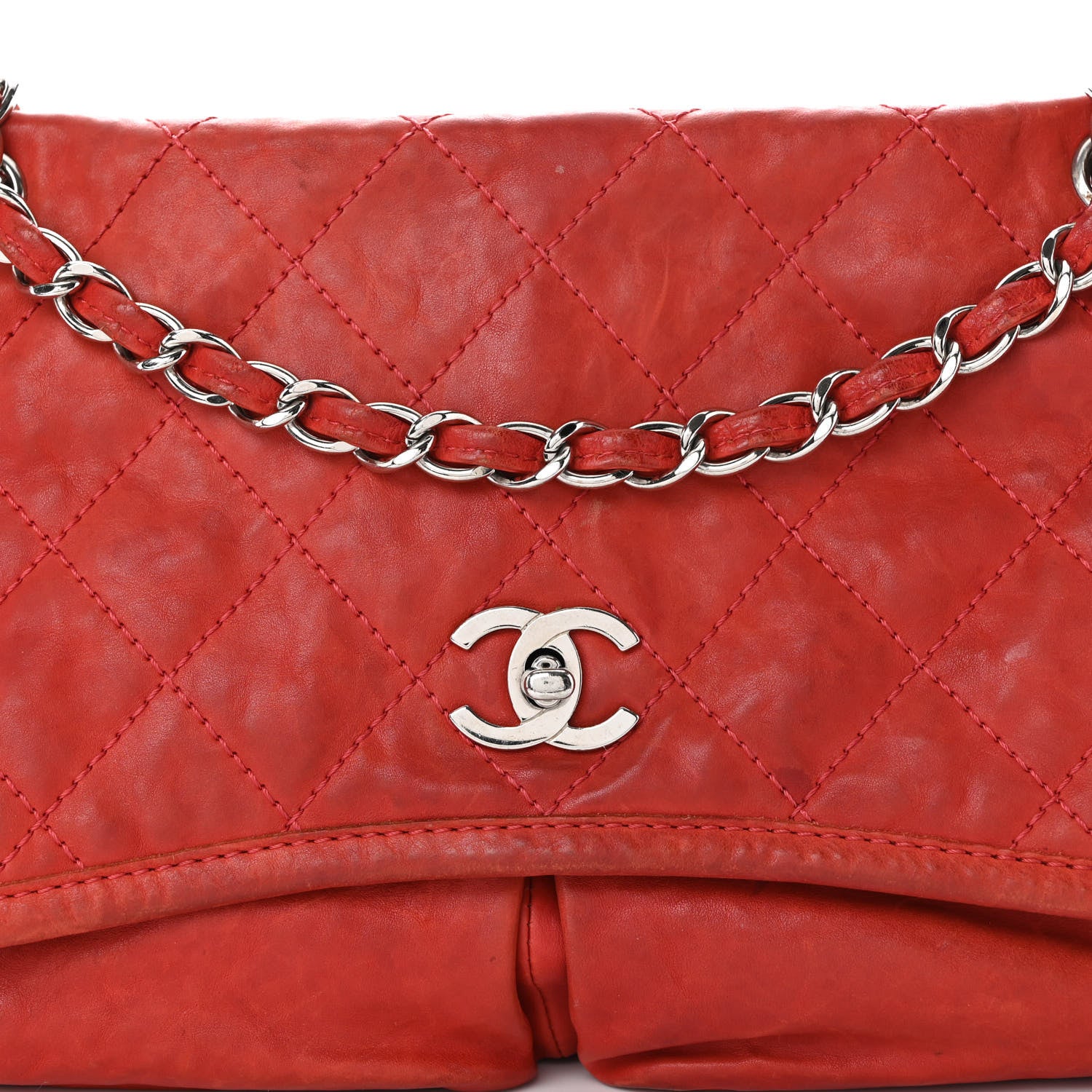 Chanel Grained Calfskin Medium Natural Beauty Flap Red 8 of 13