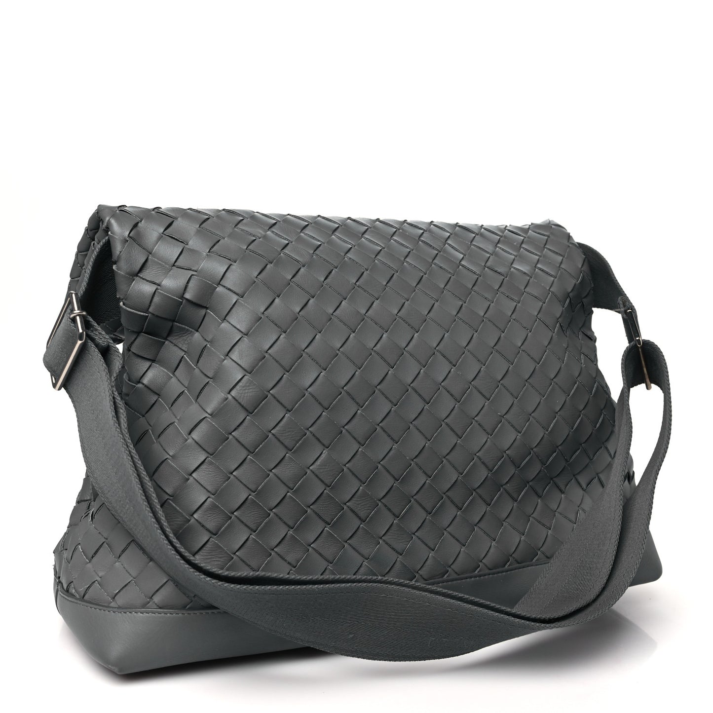 Nappa Intrecciato Large Fold Crossbody Messenger Thunder