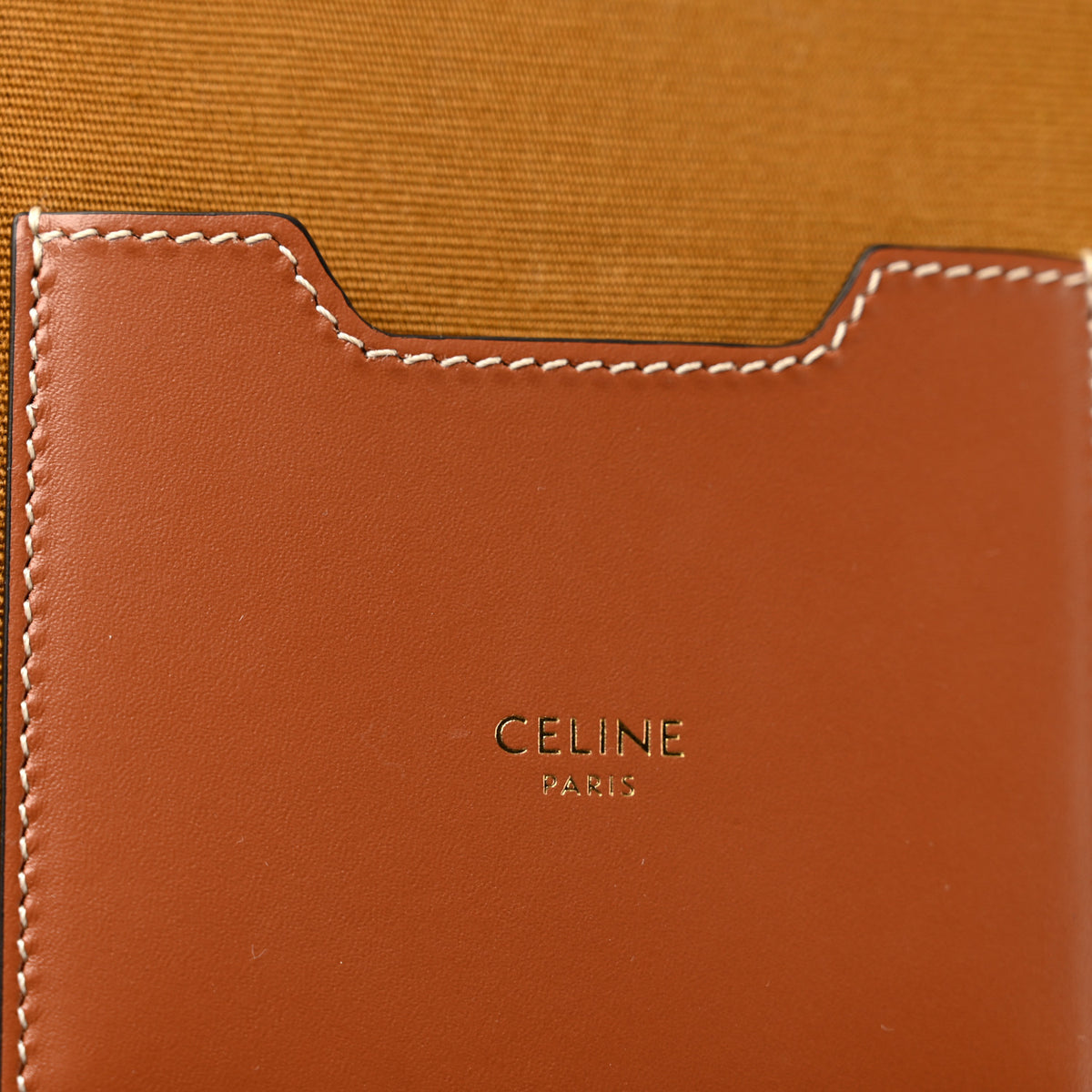 Celine Triomphe Canvas Calfskin Square Vanity Case Tan 7 of 10