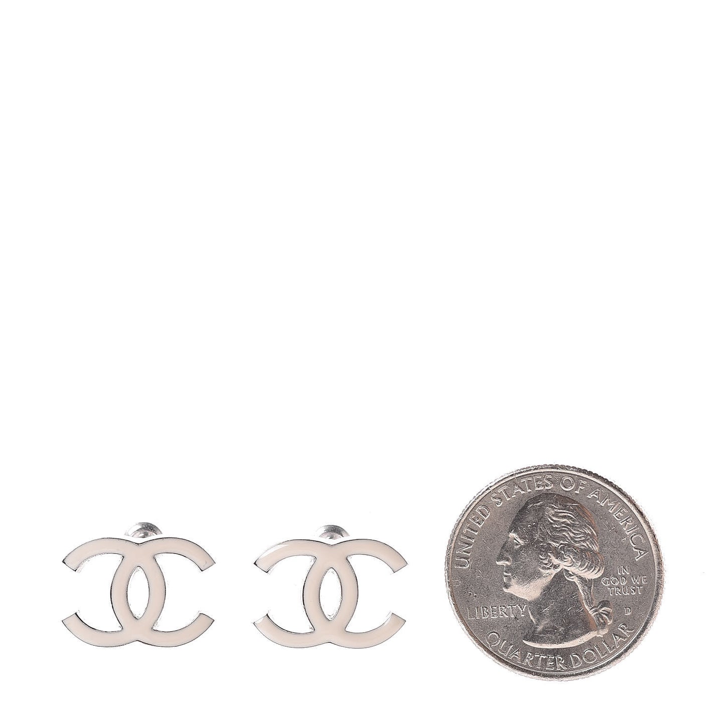 Enamel CC Earrings White