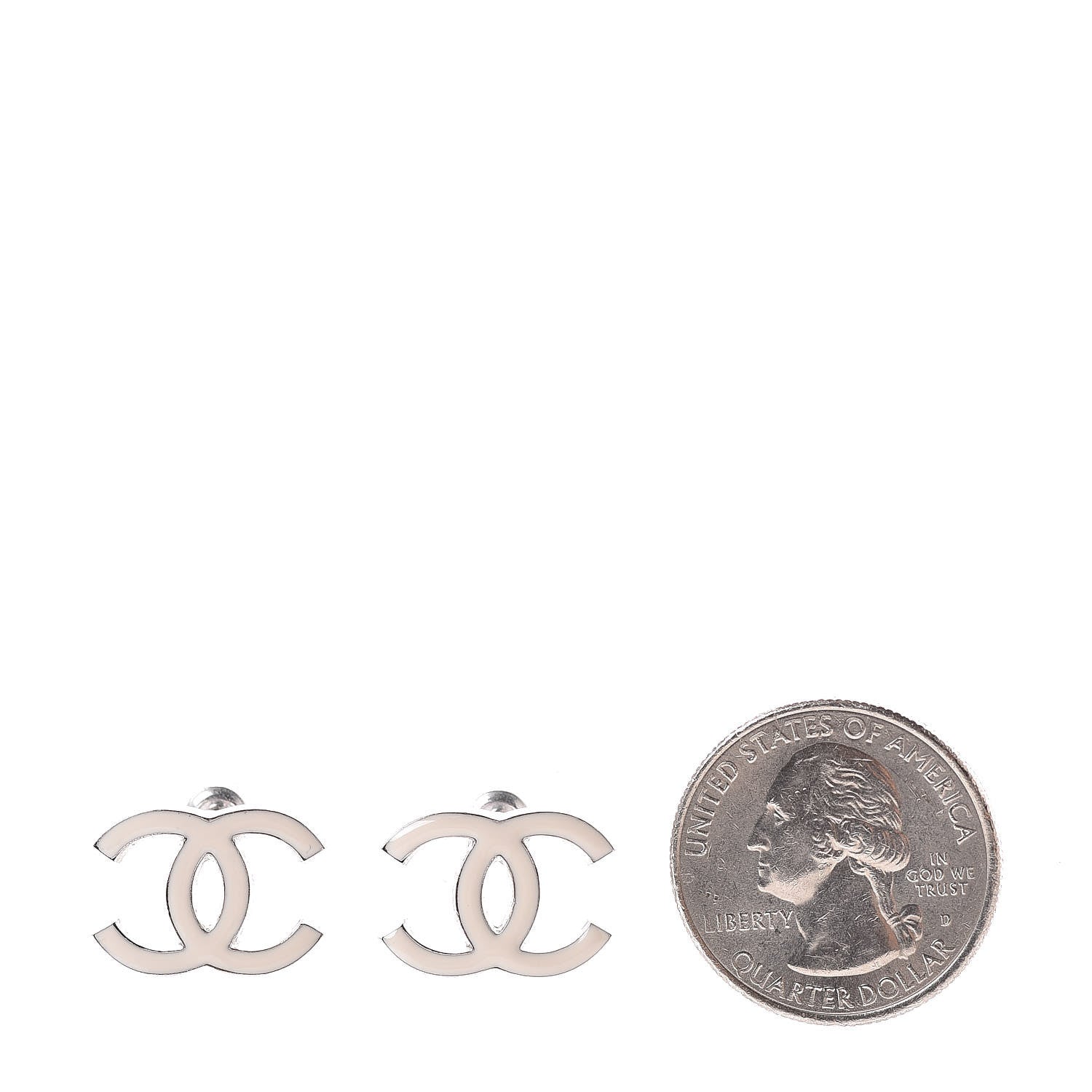 Chanel Enamel CC Earrings White 2 of 5
