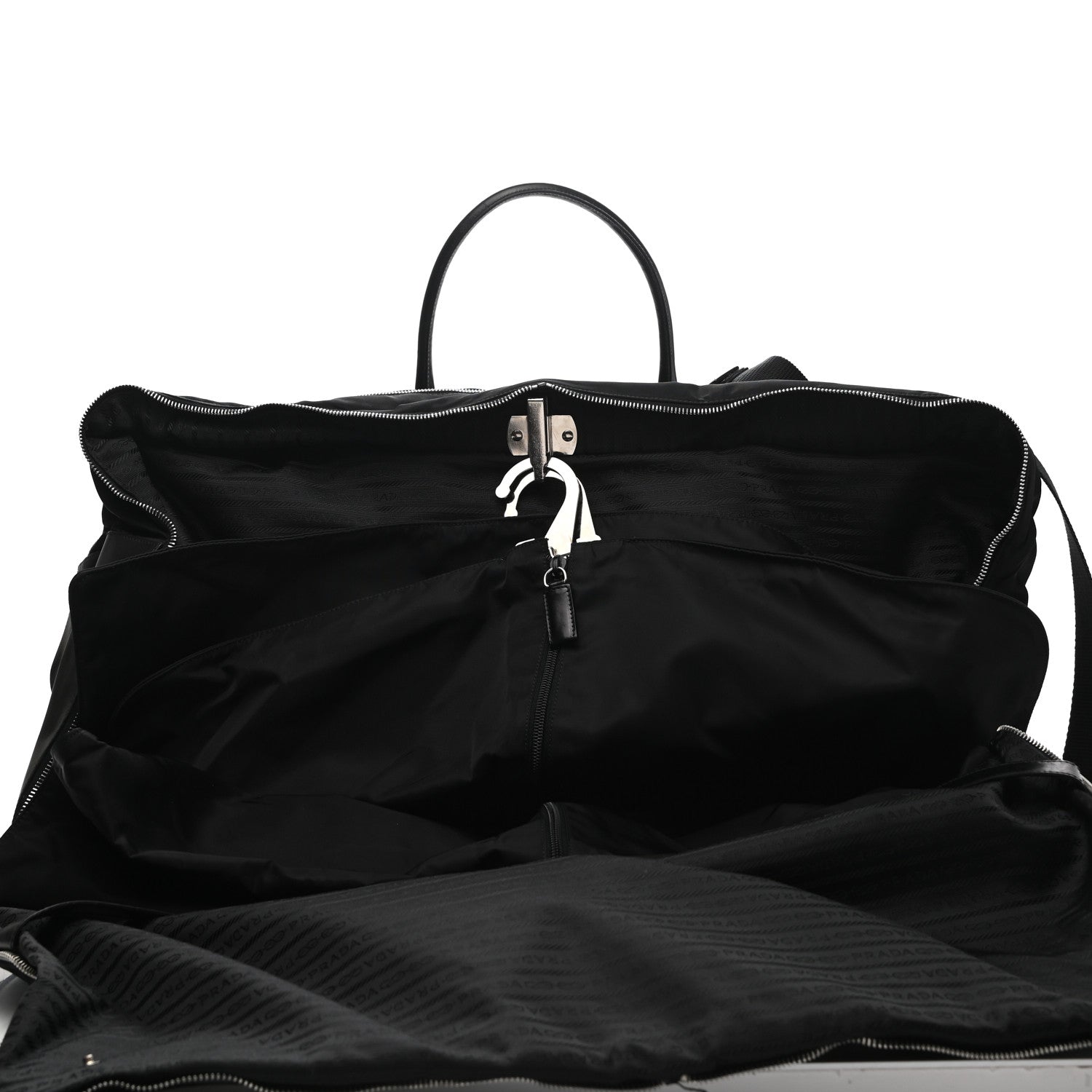 Prada Tessuto Nylon Calfskin Duffle Black 6 of 20