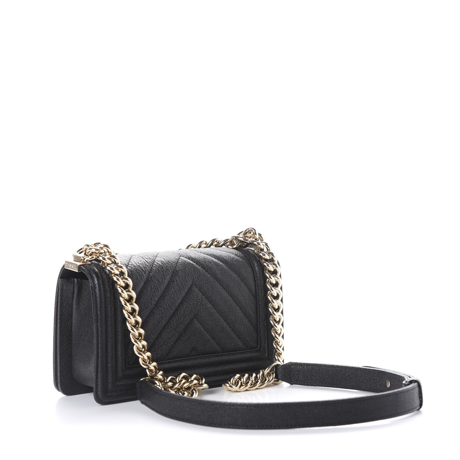 Chanel Iridescent Caviar Chevron Quilted Small Boy Flap Black 2 of 10