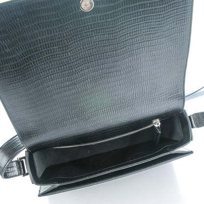 Saint Laurent Lizard Calfskin Embossed Classic Medium Monogram Universite Bag Black 5 of 7