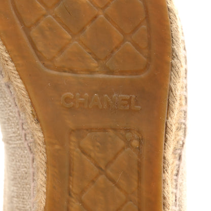 Chanel Toile Sequin CC Espadrilles 38 Beige Black 6 of 11
