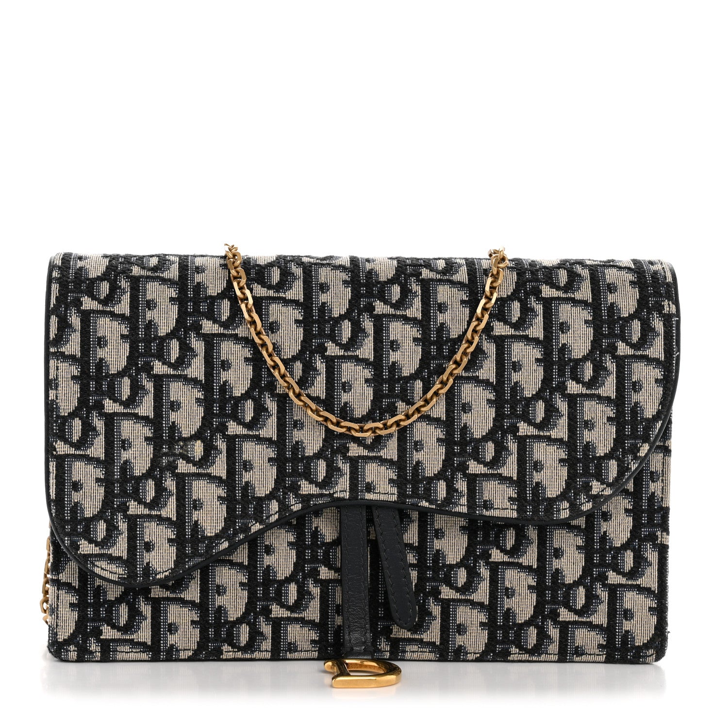 Christian Dior Oblique Saddle Chain Pouch Blue 1 of 13