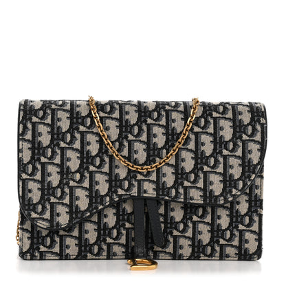 Christian Dior Oblique Saddle Chain Pouch Blue 1 of 13