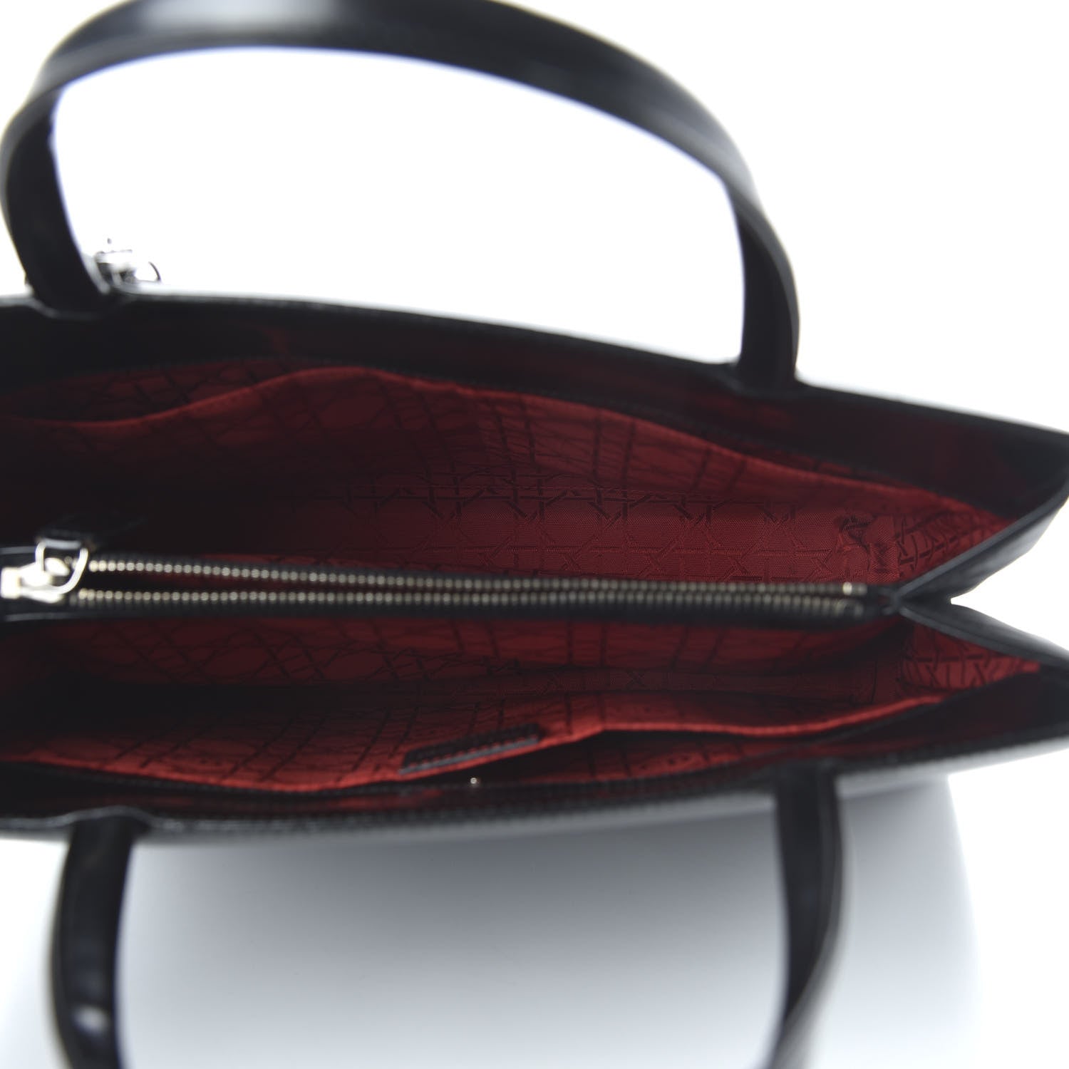 Christian Dior Glazed Calfskin Nylon Lady Dior Tote Black 5 of 10
