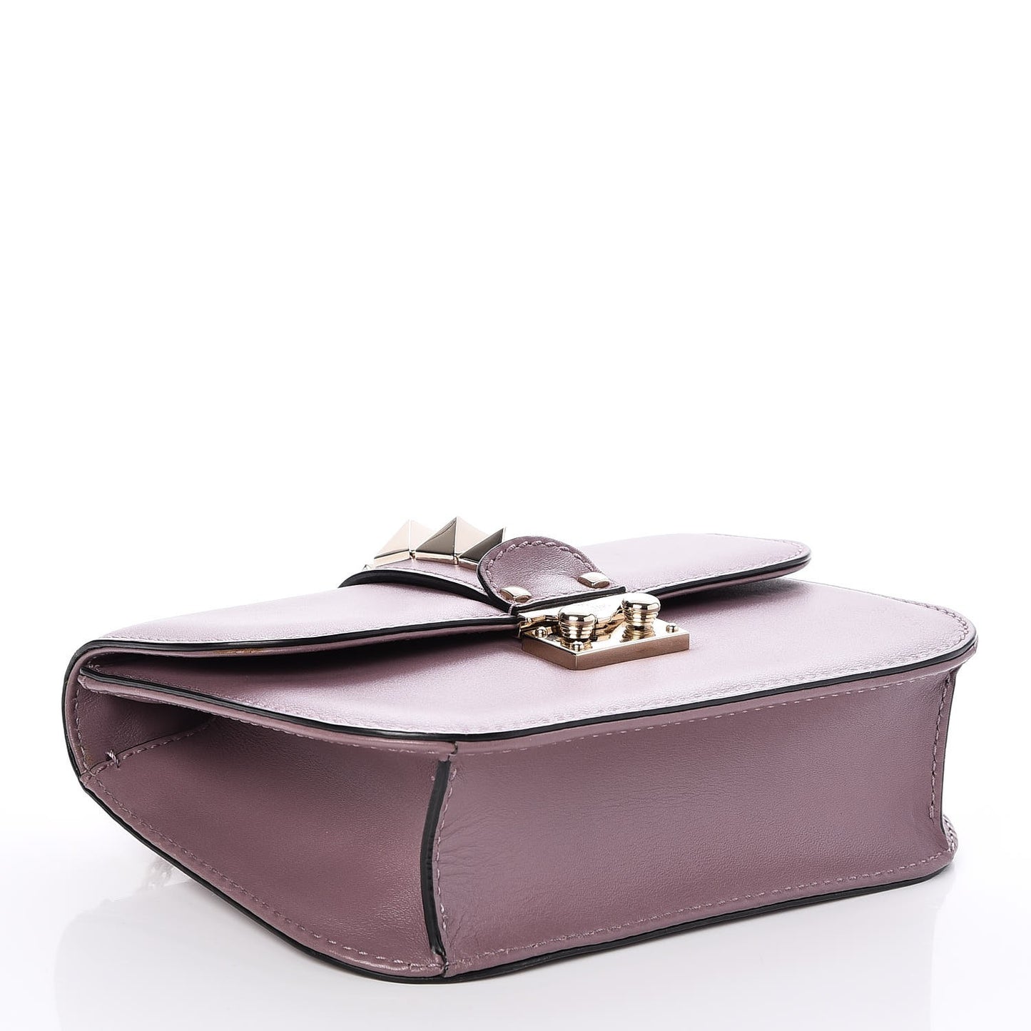 Vitello Small Glam Lock Rockstud Flap Dark Mauve