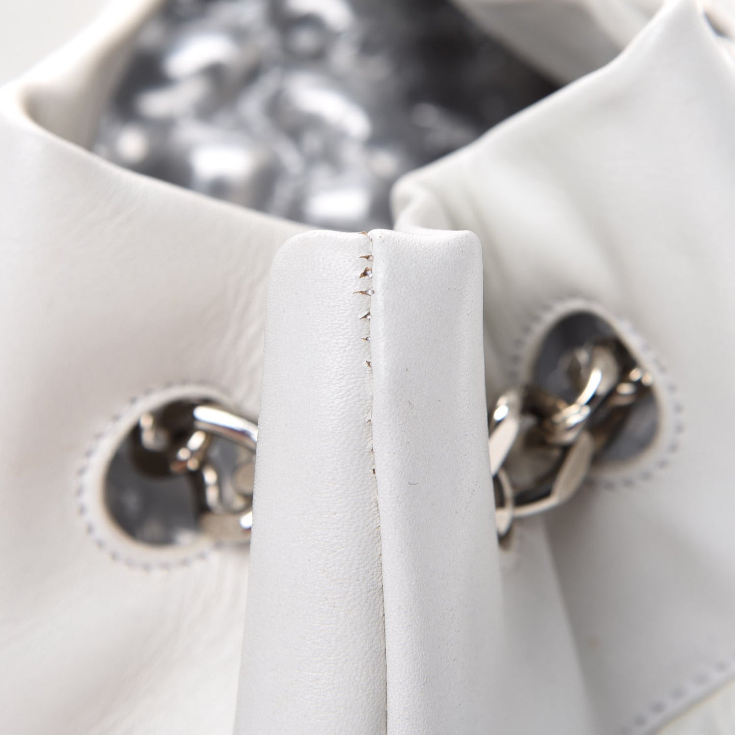 Calfskin Quilted Bucket Shoulder Bag White