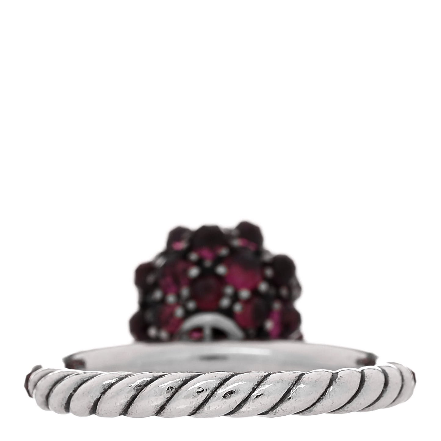 Sterling Silver Rhodolite Garnet Cable Berries Ring 52 6