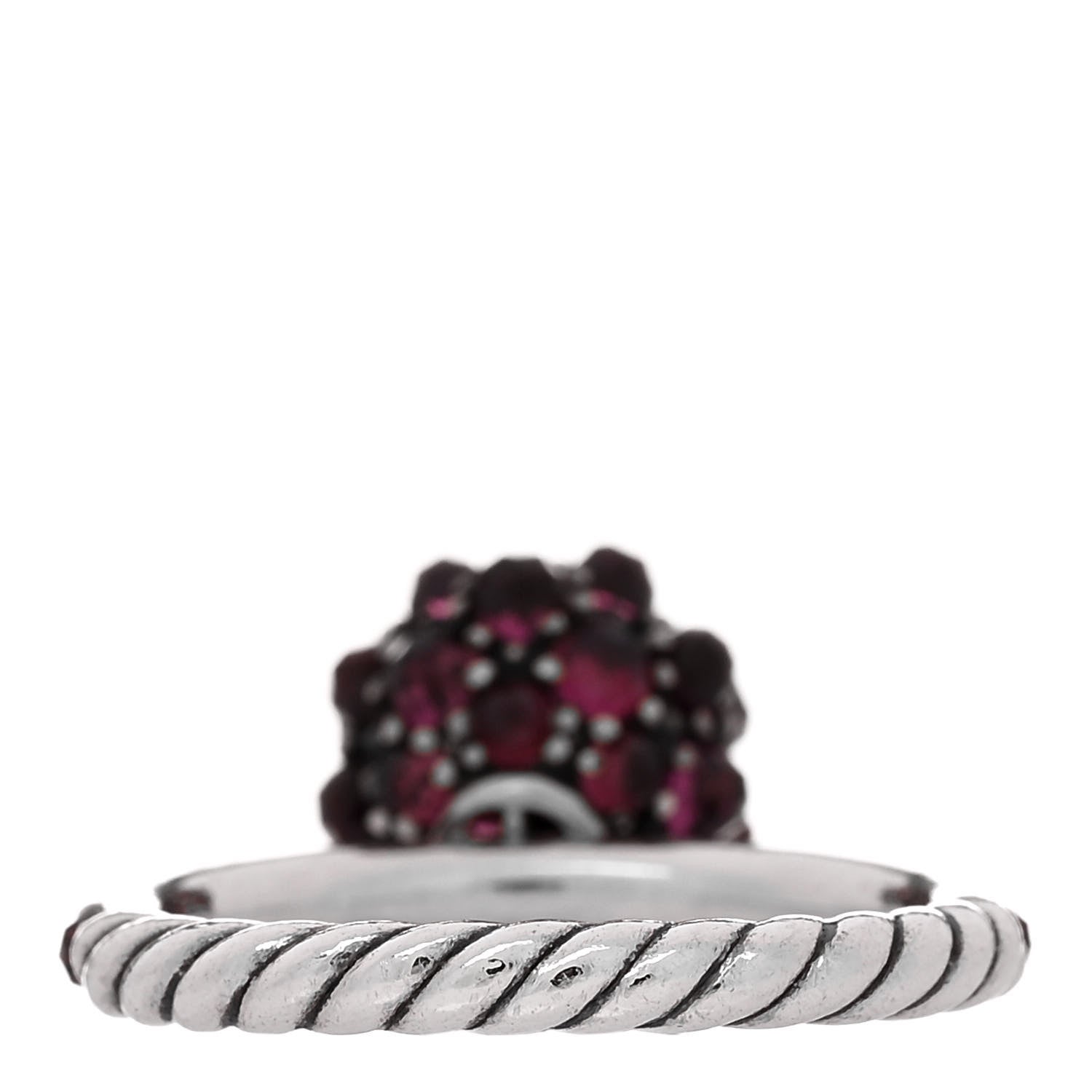 David Yurman Sterling Silver Rhodolite Garnet Cable Berries Ring 52 6 4 of 7