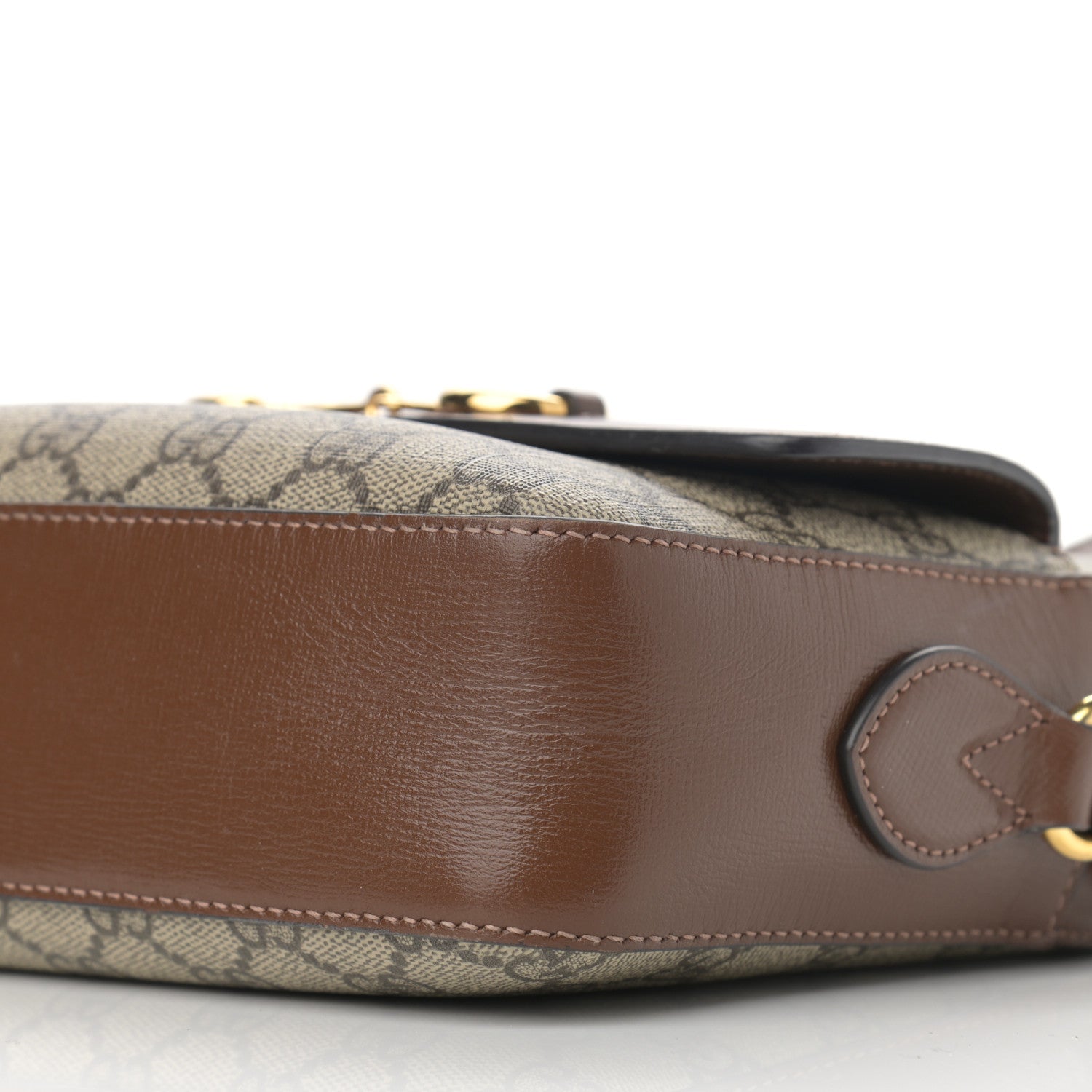 Gucci GG Supreme Monogram Small Horsebit 1955 Shoulder Bag Beige Brown Sugar 10 of 17