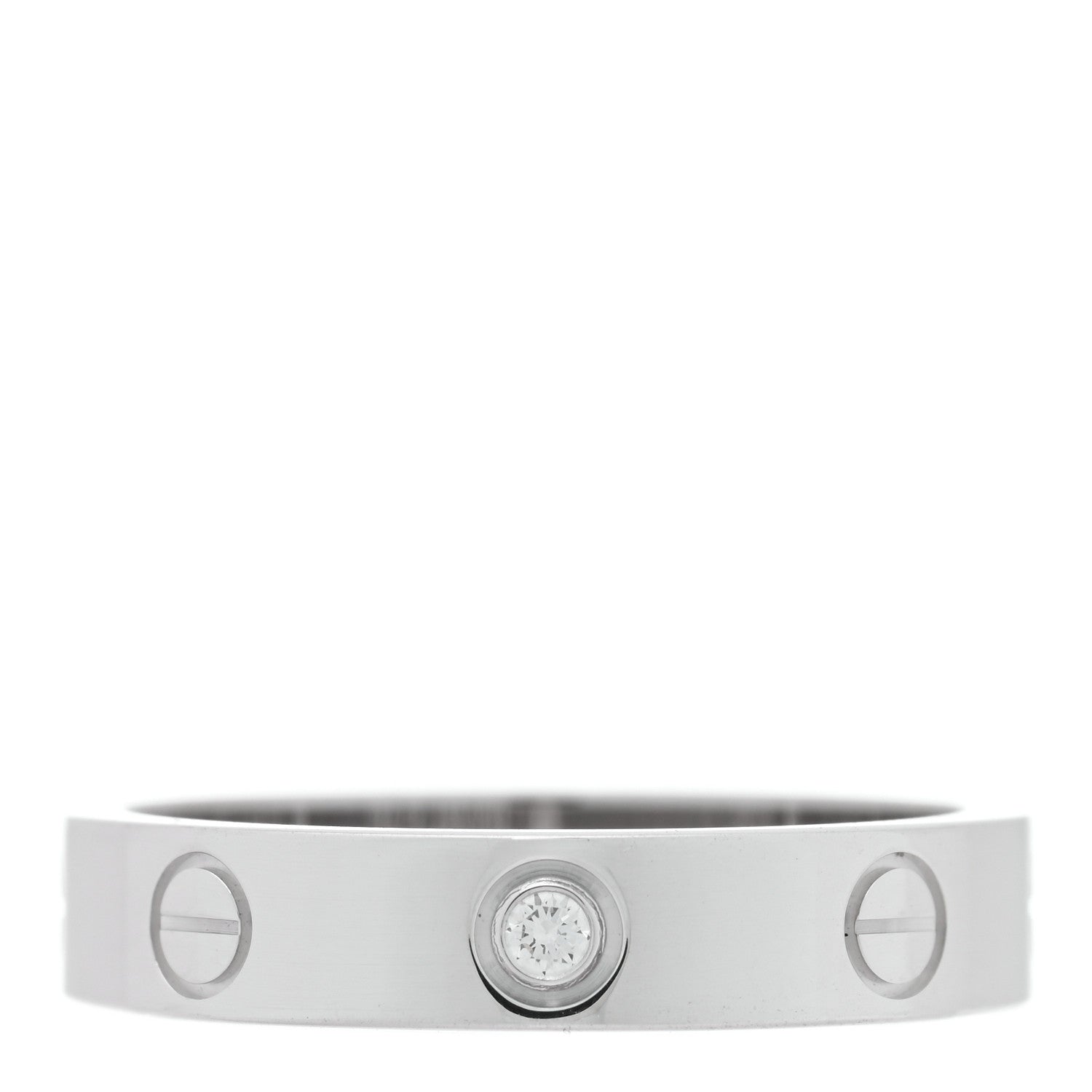 Cartier 18K White Gold Diamond 4mm LOVE Wedding Band Ring 53 6.25 1 of 5