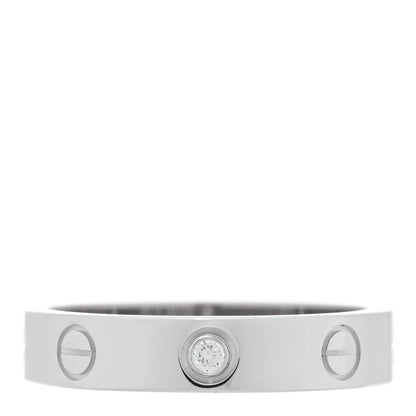 Cartier 18K White Gold Diamond 4mm LOVE Wedding Band Ring 53 6.25 1 of 5