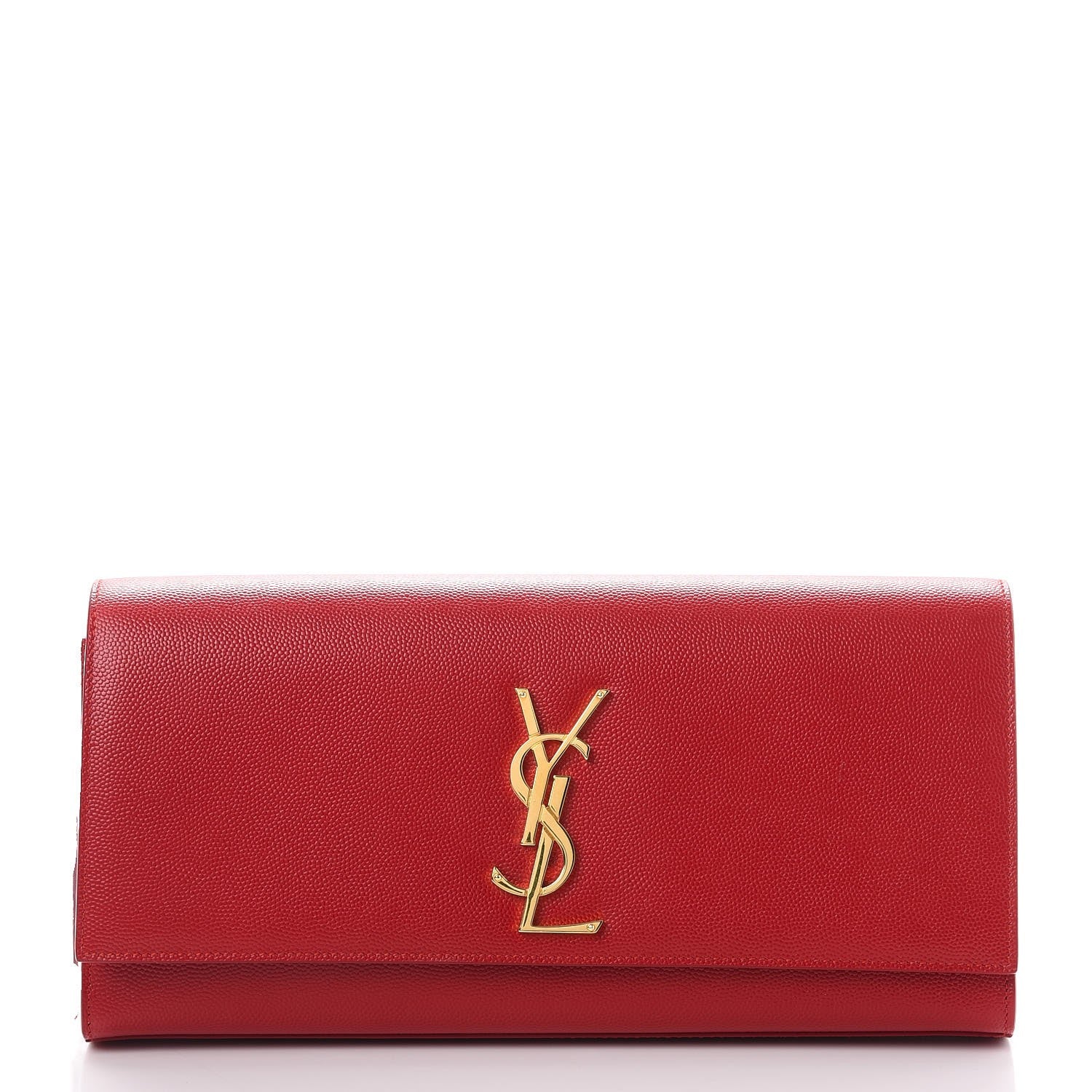 Saint Laurent Grain De Poudre Classic Monogram Cassandre Clutch New Red 1 of 7