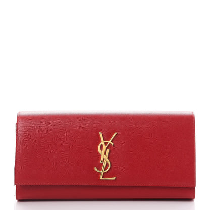 Saint Laurent Grain De Poudre Classic Monogram Cassandre Clutch New Red 1 of 7