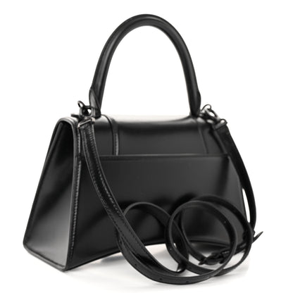 Balenciaga Shiny Box Calfskin Monochrome Small Hourglass Top Handle Bag Black 3 of 9