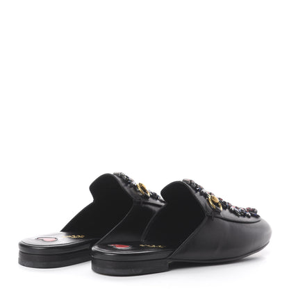 Gucci Malaga Kid Crystal Embroidered Womens Princetown Slippers 35 Black 4 of 7