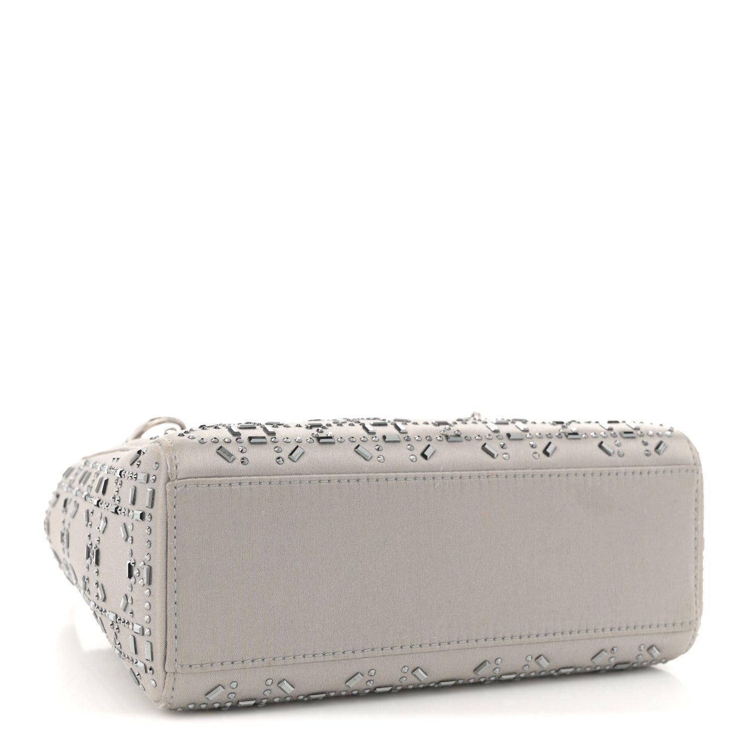 Christian Dior Satin Crystal Cannage Mini Lady Dior Gray 4 of 13