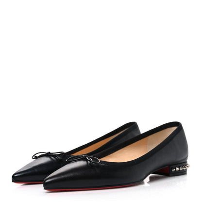 Christian Louboutin Calfskin Zarli Nappa Grosgrain Spiked Hall Flats 39 Black 4 of 10