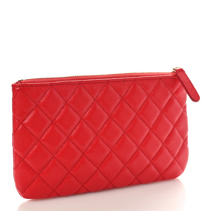 Chanel Shiny Caviar Quilted Cosmetic Case Red 6 of 19