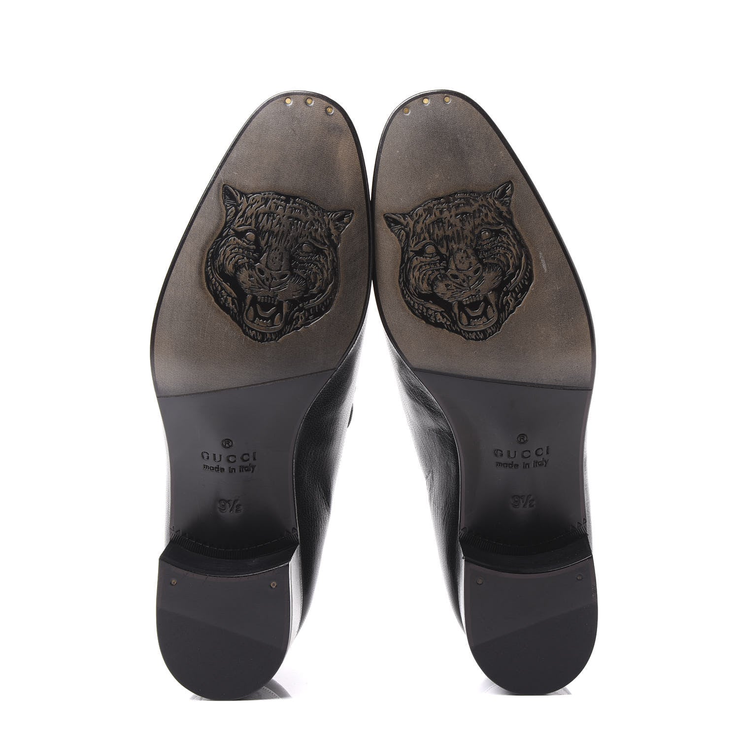 Gucci Goatskin Mens Chain Mid Heel Loafers 9.5 Black 5 of 9