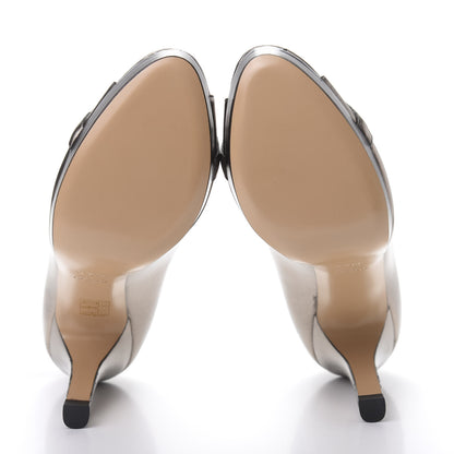 Gucci Metallic Nappa Hollywood Peep Toe Pumps 39.5 Sasso 5 of 12