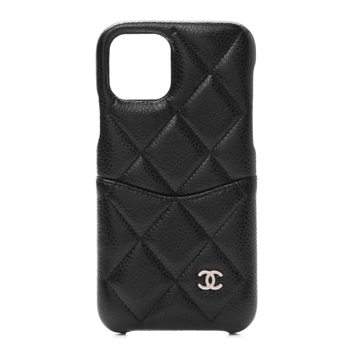Grained Lambskin Quilted iPhone XI Pro Coco Tech Case Black