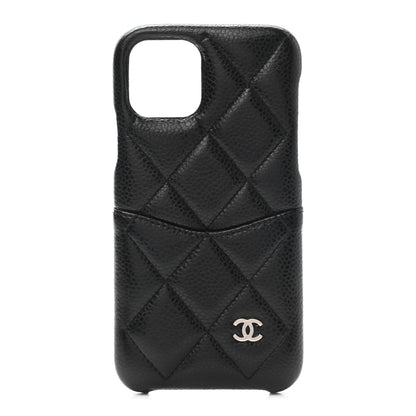 Chanel Grained Lambskin Quilted iPhone XI Pro Coco Tech Case Black 1 of 6