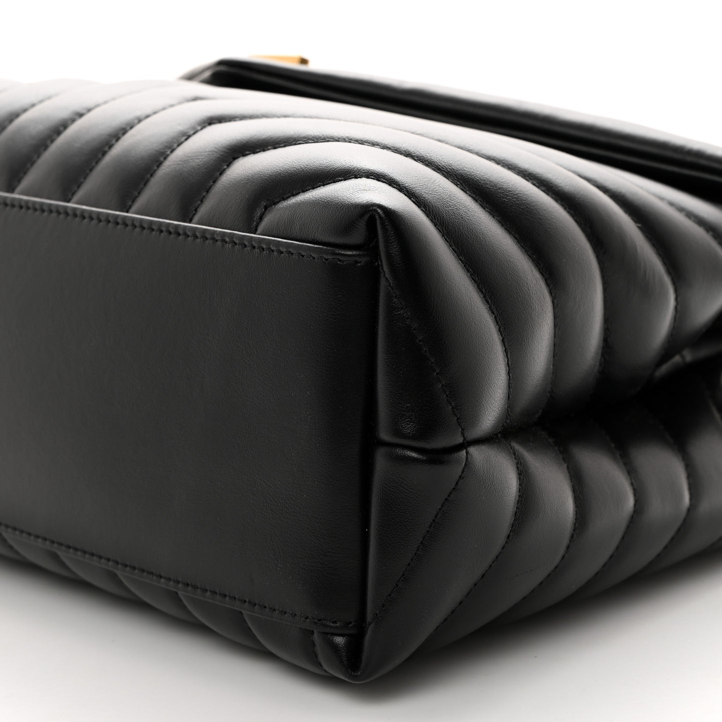 Calfskin Y Quilted Monogram Medium Loulou Chain Satchel Black