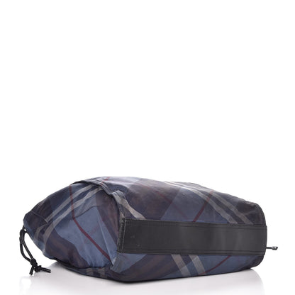 Burberry Nylon Nova Check Buckleigh Packable Tote Navy Blue 4 of 23