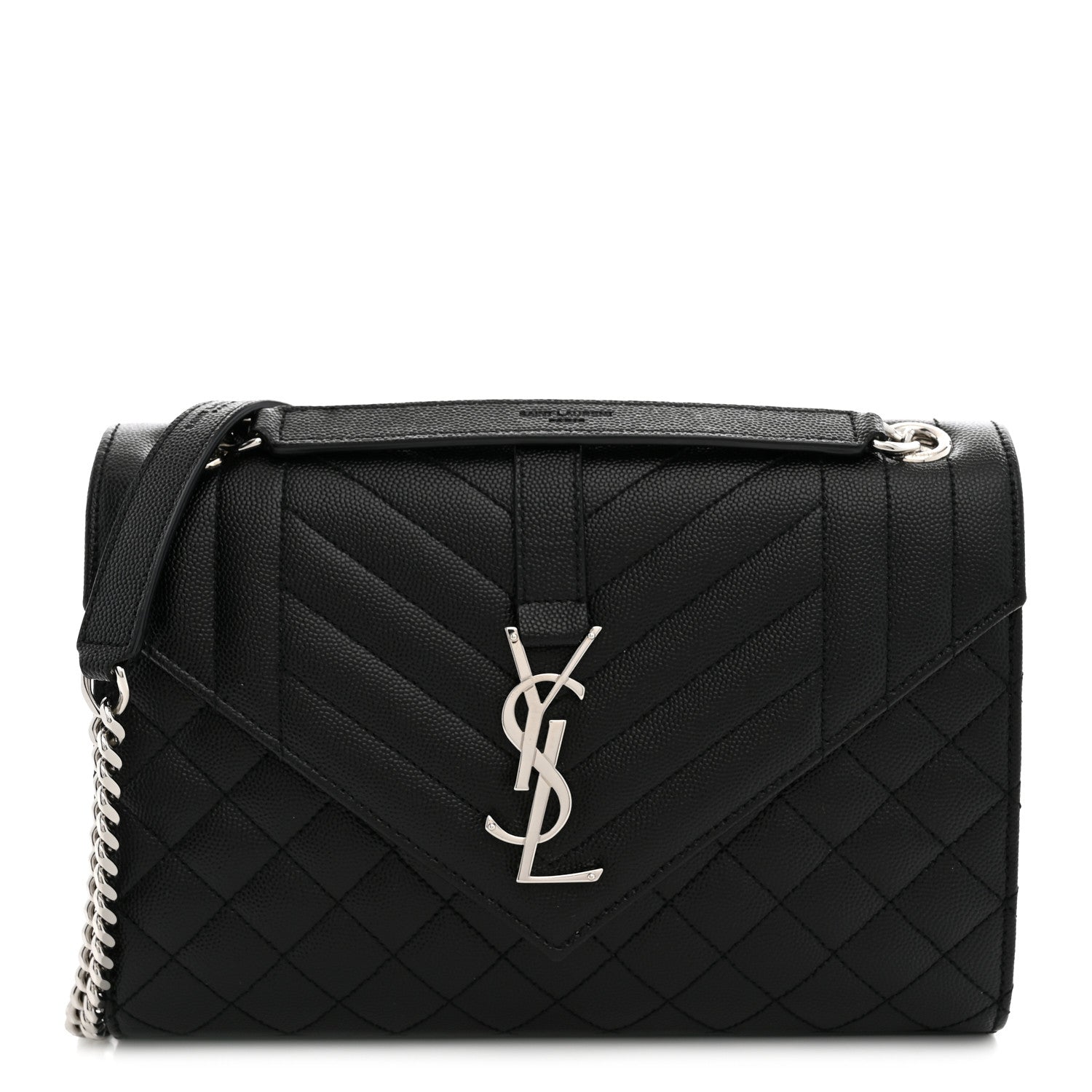 Saint Laurent Grain De Poudre Textured Mixed Matelasse Triquilt Small Monogram Satchel Black 1 of 11