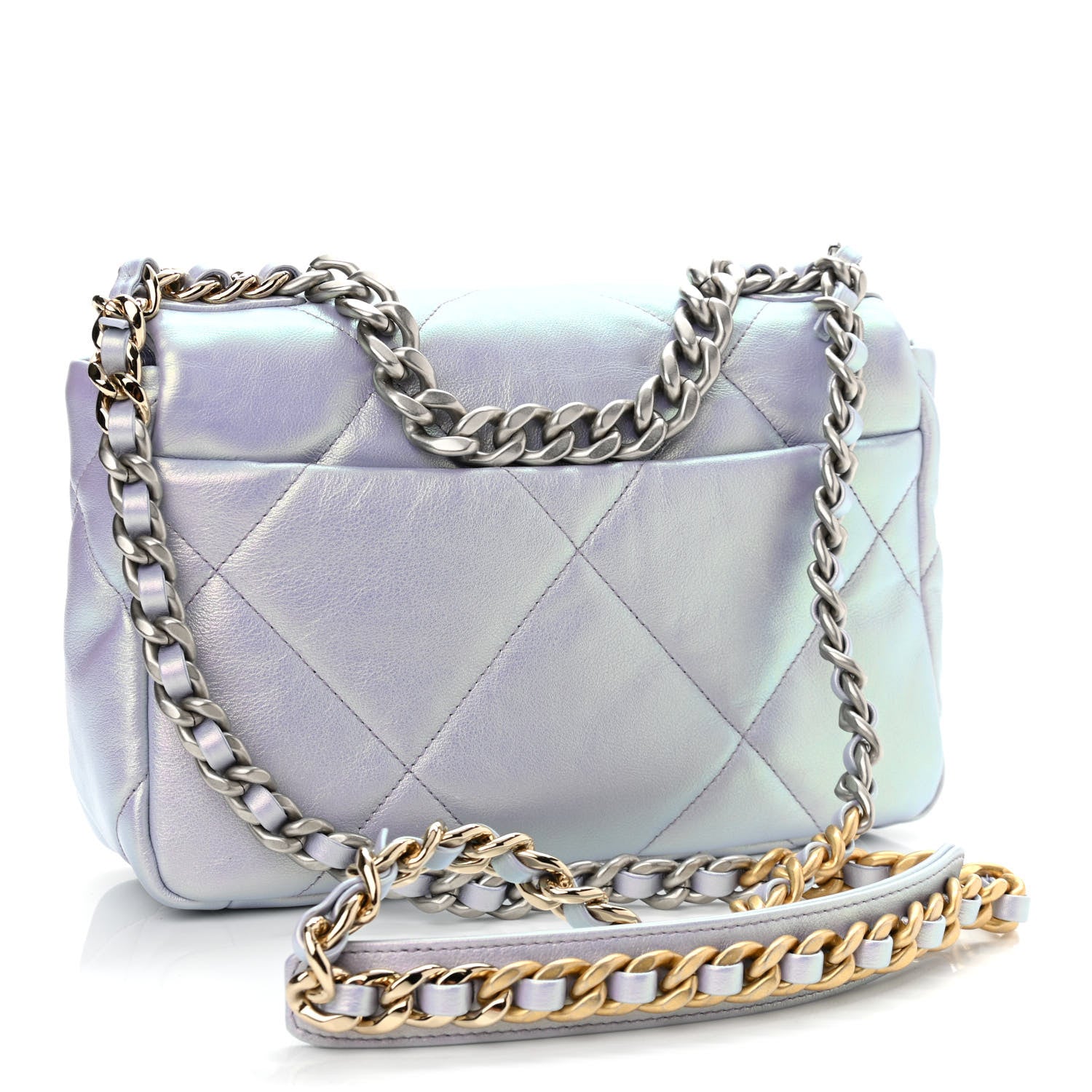 Chanel Iridescent Calfskin Quilted Medium Chanel 19 Flap Light Purple Blue 3 of 10