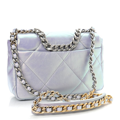 Chanel Iridescent Calfskin Quilted Medium Chanel 19 Flap Light Purple Blue 3 of 10
