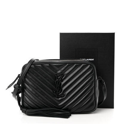 Saint Laurent Calfskin Matelasse Monogram Monochrome Lou Camera Bag Black 12 of 13
