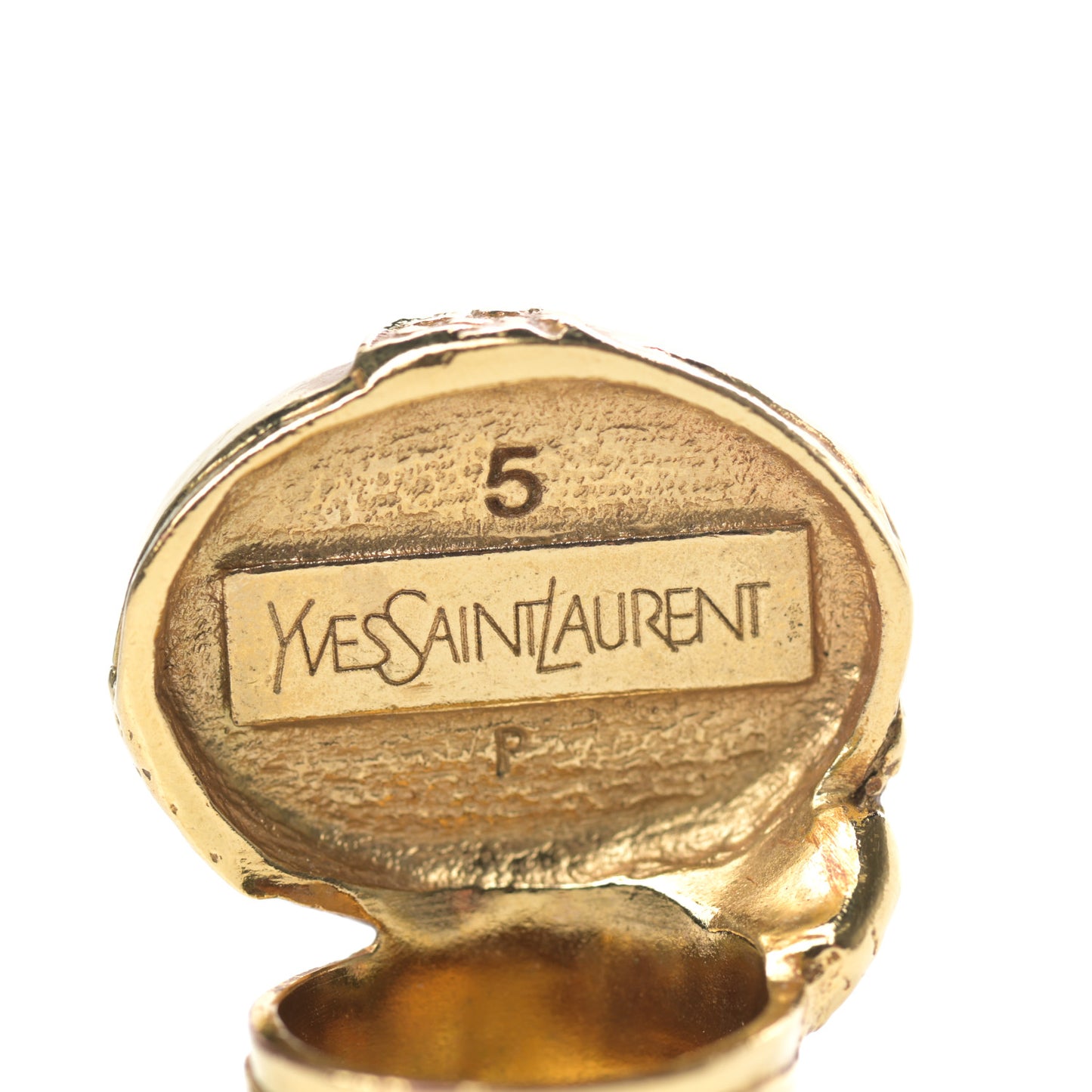 Glass Cabochon Arty Ovale Ring 5 Gold Green