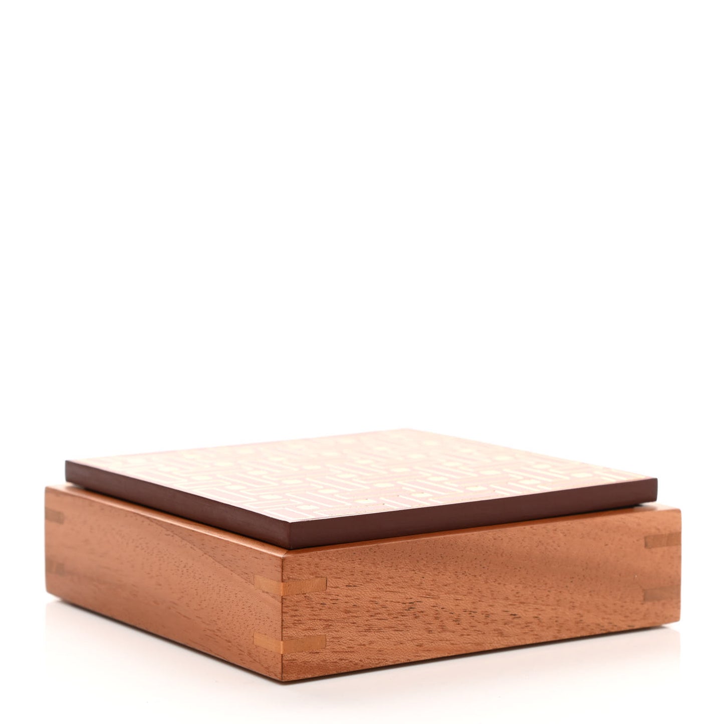 Mahogany Wood Birdle Calfskin Small Theoreme Mosaique Or Box Naturel