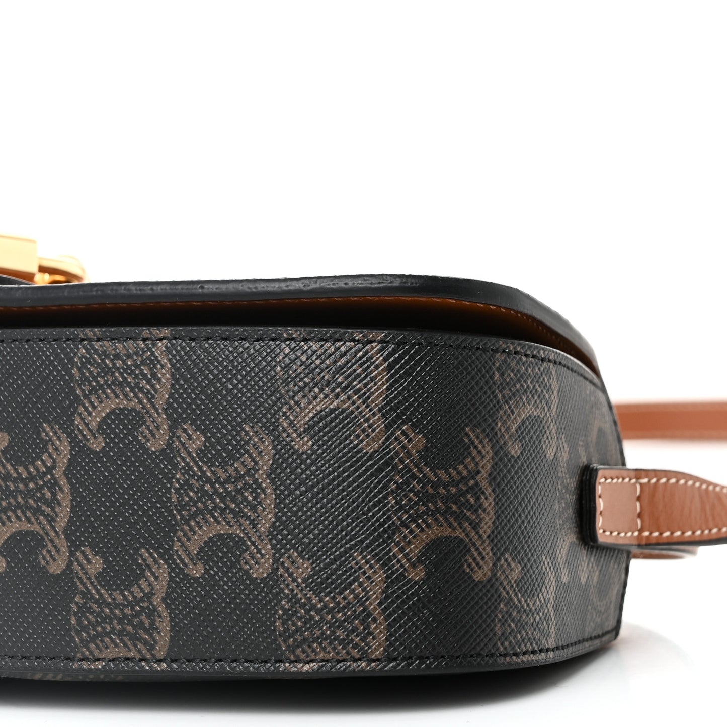 Triomphe Canvas Calfskin Tabou Clutch on Strap Tan